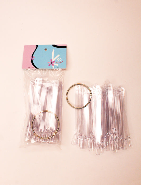 Muestrario de uñas acrílicas con argolla abanico